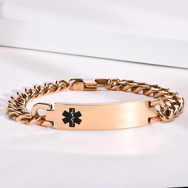 Medical Alert ID Stainless Steel Chain Bracelet-Medical ID Bracelet-Auswara