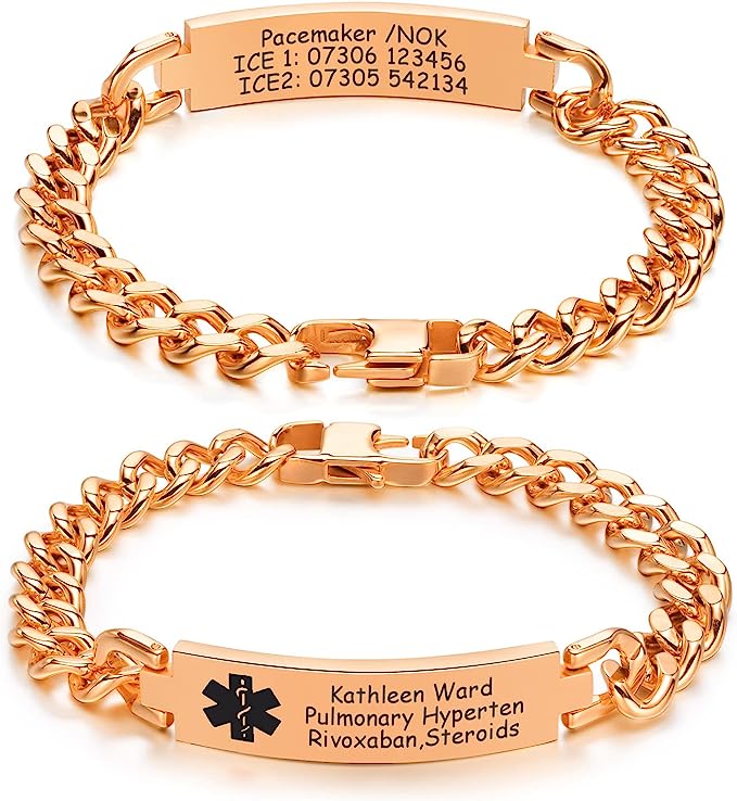Medical Alert ID Stainless Steel Chain Bracelet-Medical ID Bracelet-Auswara
