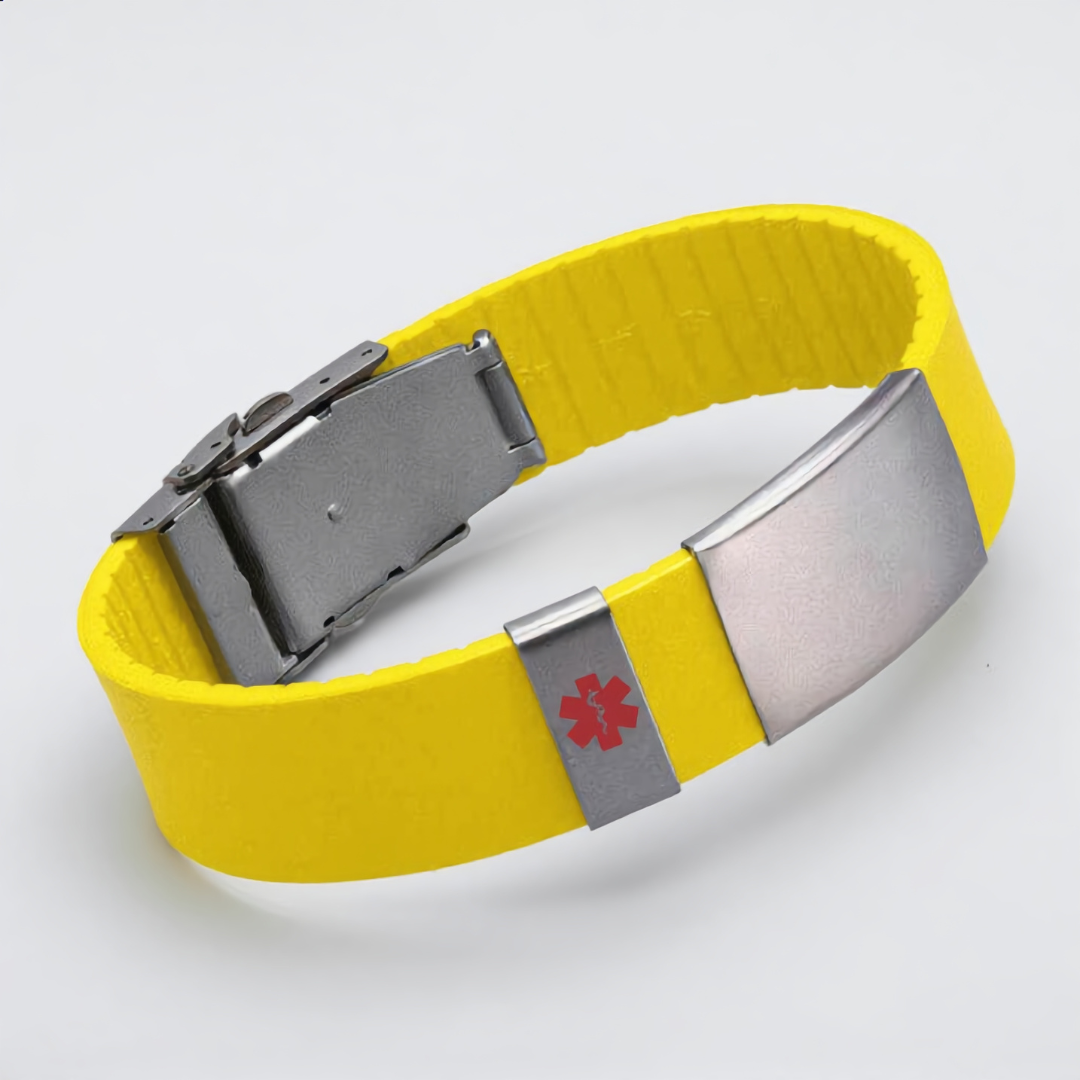 Unisex Silicone Sport Medical ID Bracelet - Wide Plate