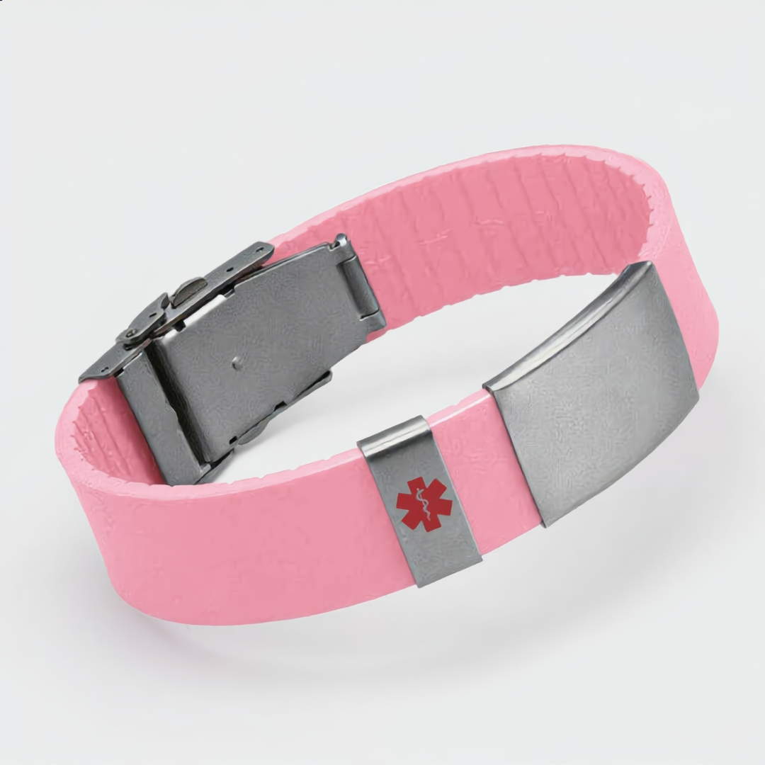 Unisex Silicone Sport Medical ID Bracelet - Wide Plate