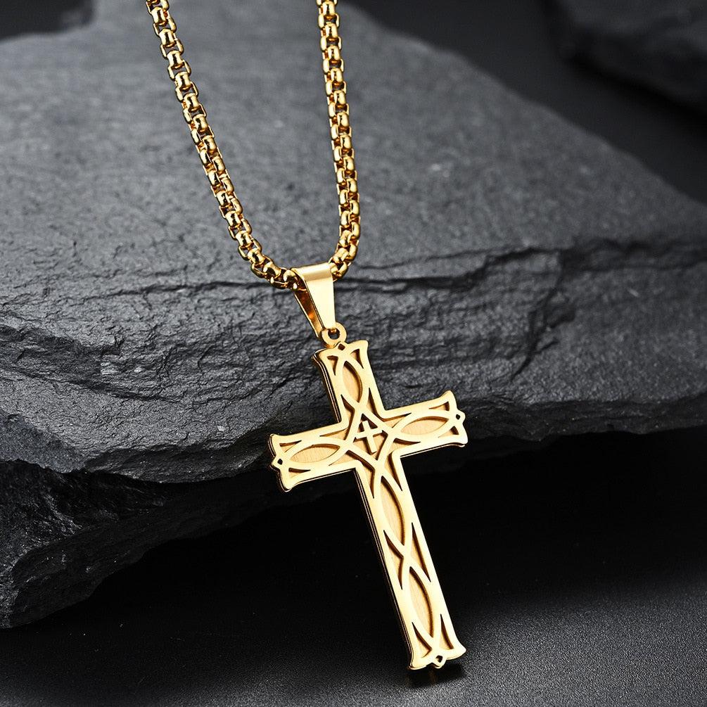 Men’s Cross Chain Necklace-Cross Necklace-Auswara