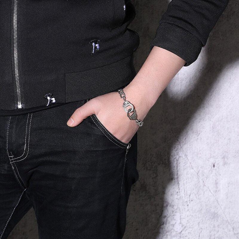 Men’s Handcuff Chain Bracelet-Chain Bracelet-Auswara