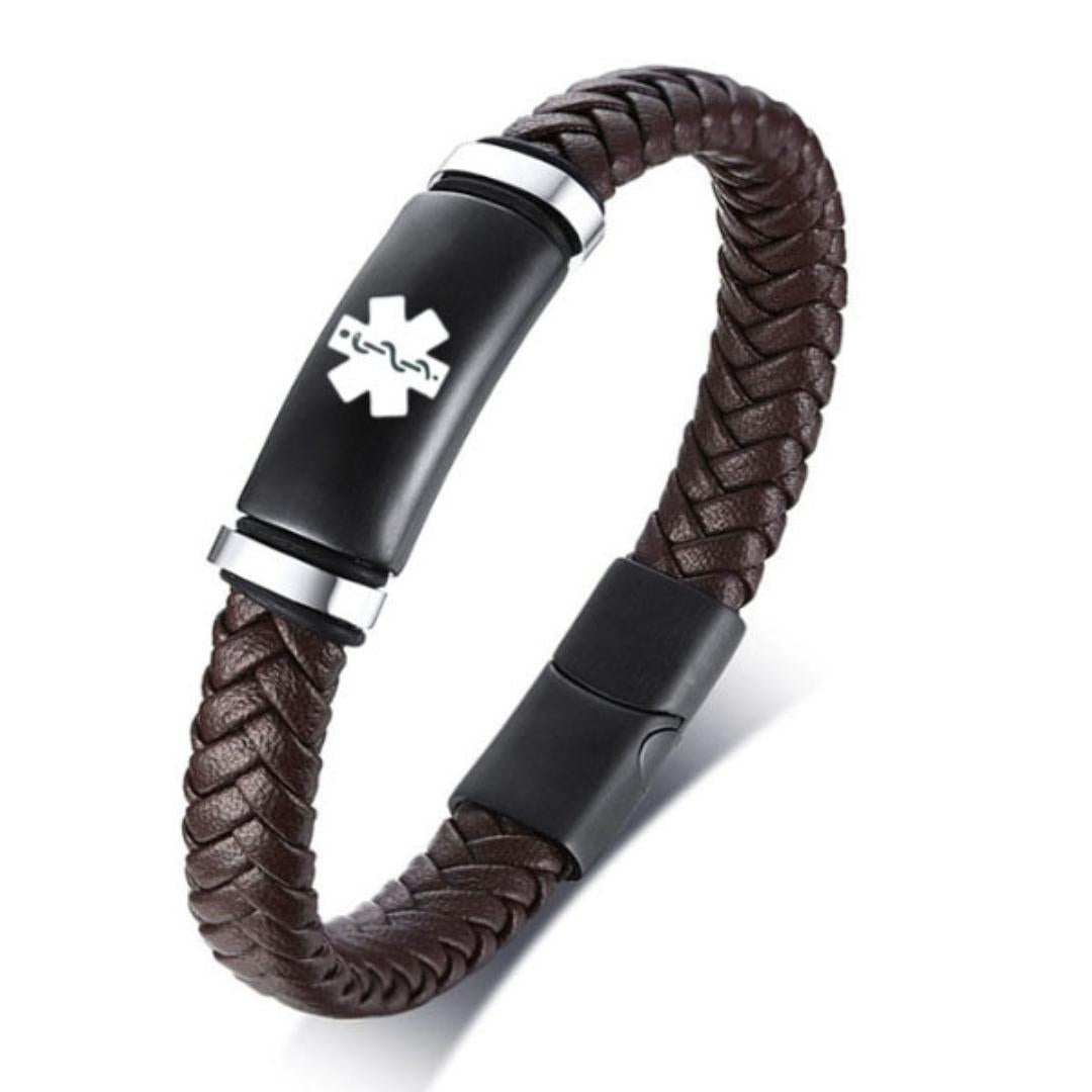 Men’s Sleek Braided Medical Alert Bracelet-Medical ID Bracelet-Auswara