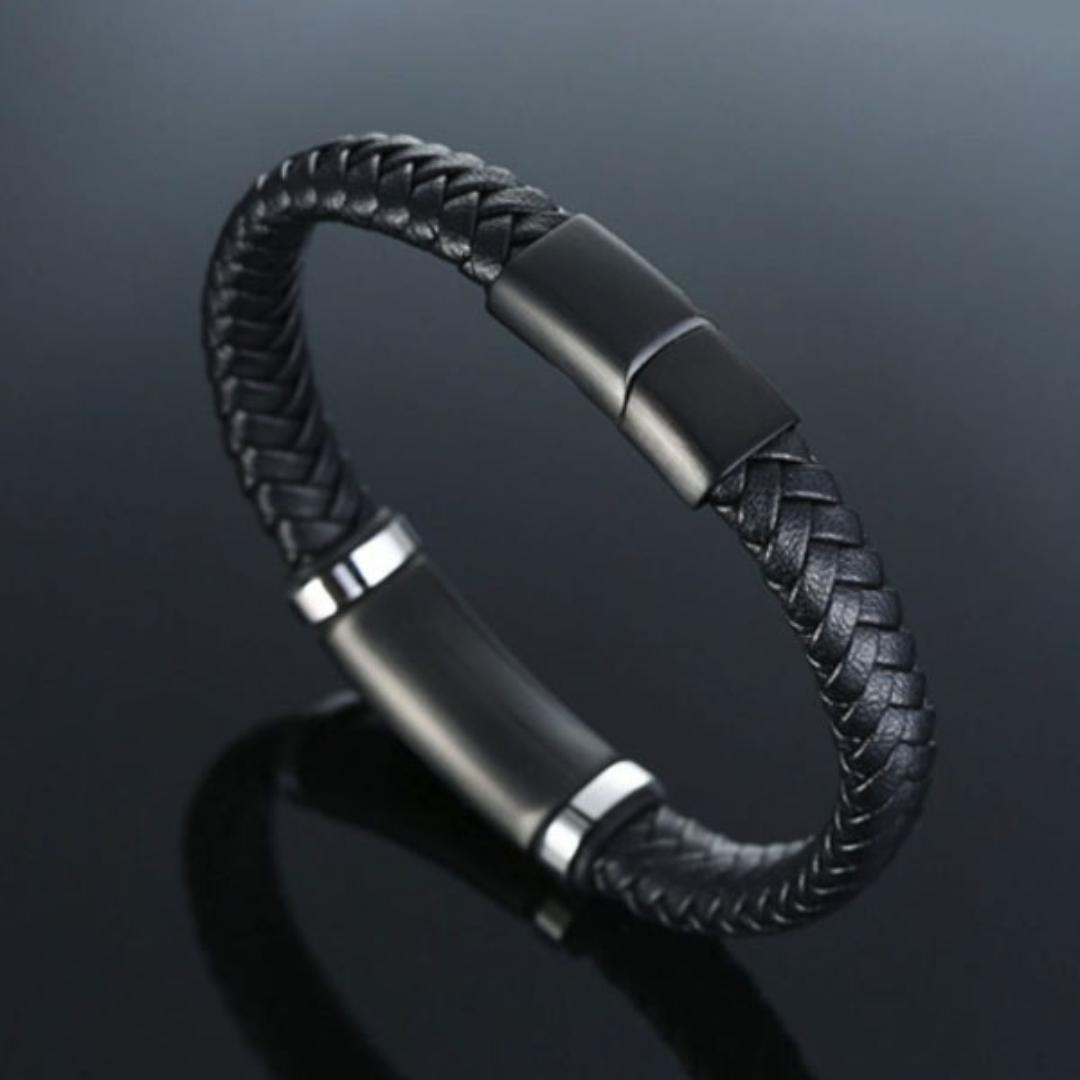 Men’s Sleek Braided Medical Alert Bracelet-Medical ID Bracelet-Auswara