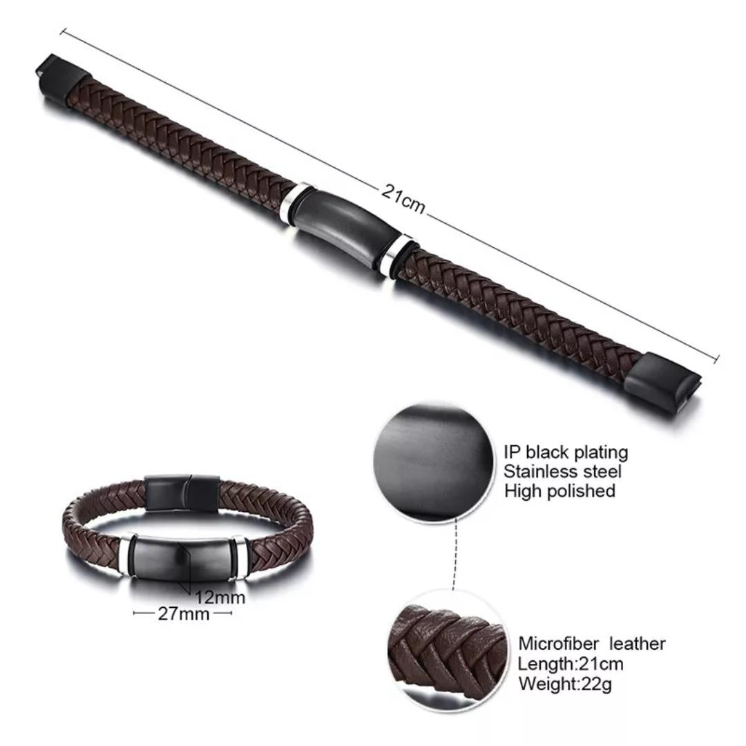 Men’s Sleek Braided Medical Alert Bracelet-Medical ID Bracelet-Auswara