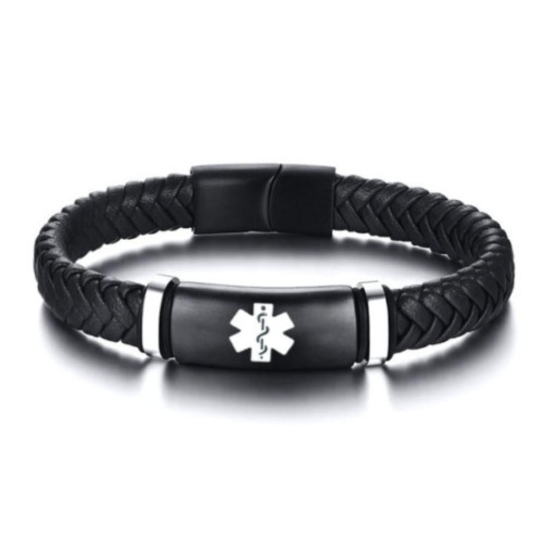 Men’s Sleek Braided Medical Alert Bracelet-Medical ID Bracelet-Auswara