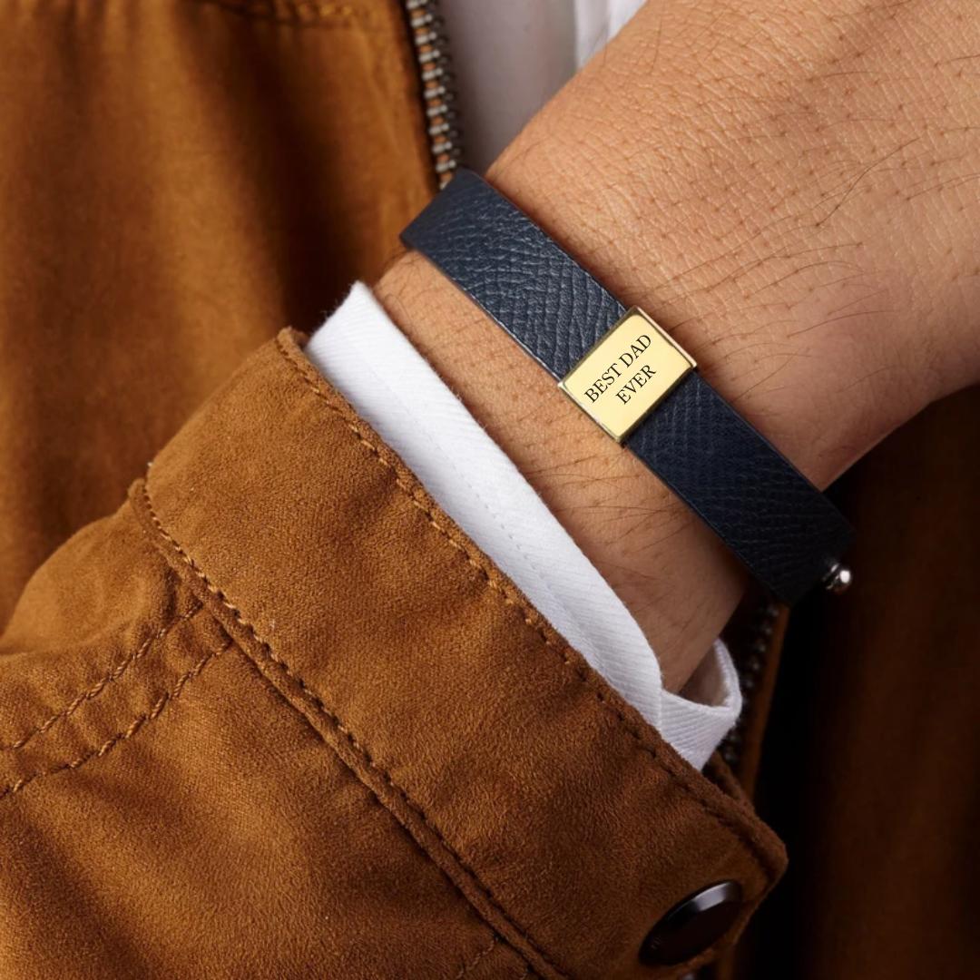 Minimaluxe Engravable Leather Bracelet-Personalised Bracelet-Auswara