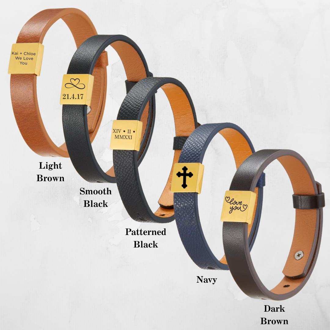 Minimaluxe Engravable Leather Bracelet-Personalised Bracelet-Auswara