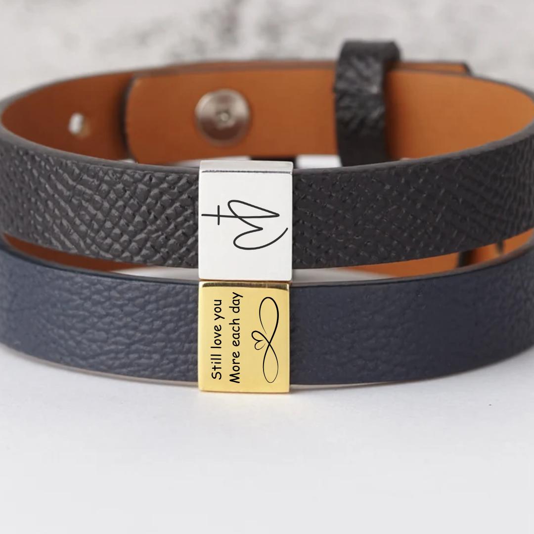 Minimaluxe Engravable Leather Bracelet-Personalised Bracelet-Auswara