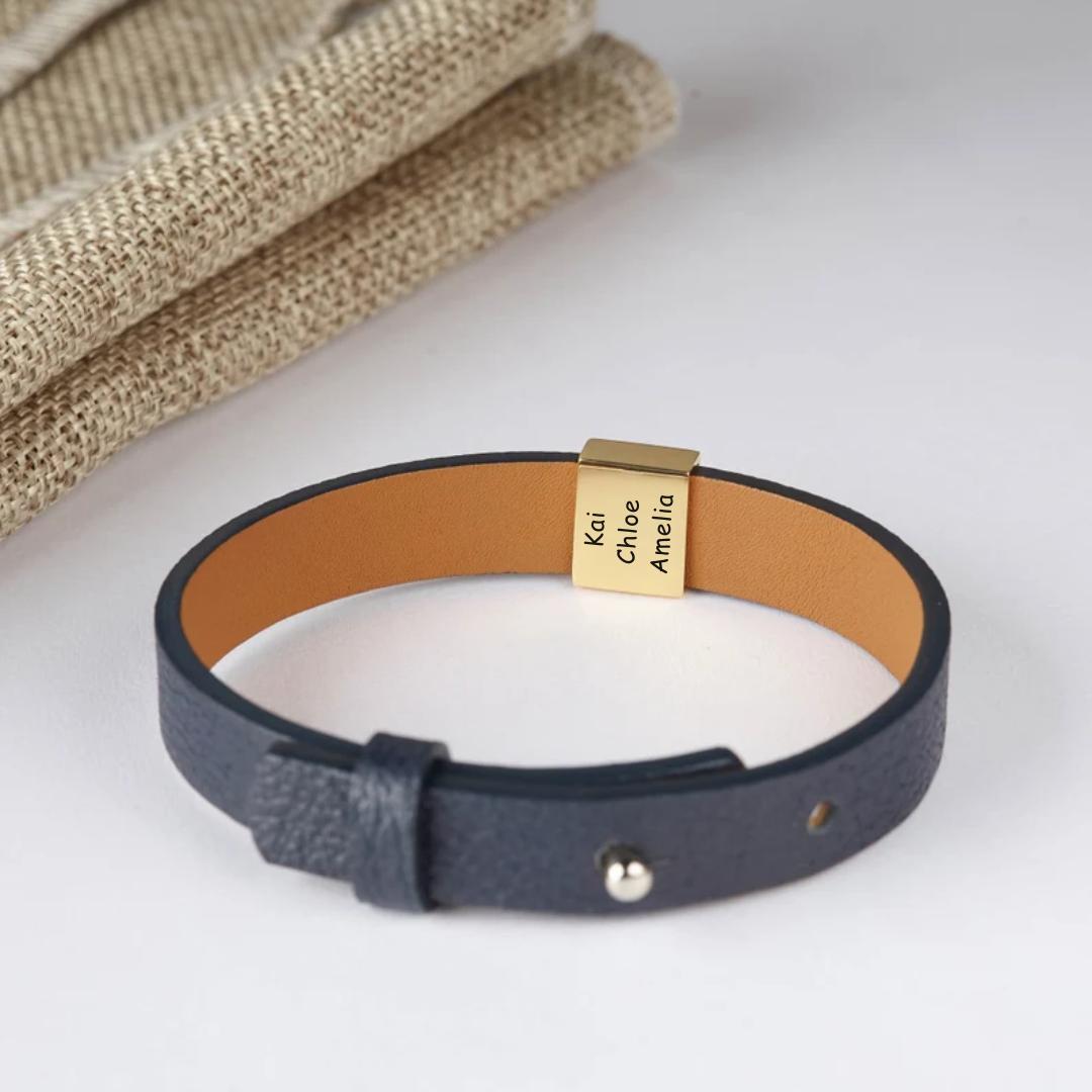 Minimaluxe Engravable Leather Bracelet-Personalised Bracelet-Auswara