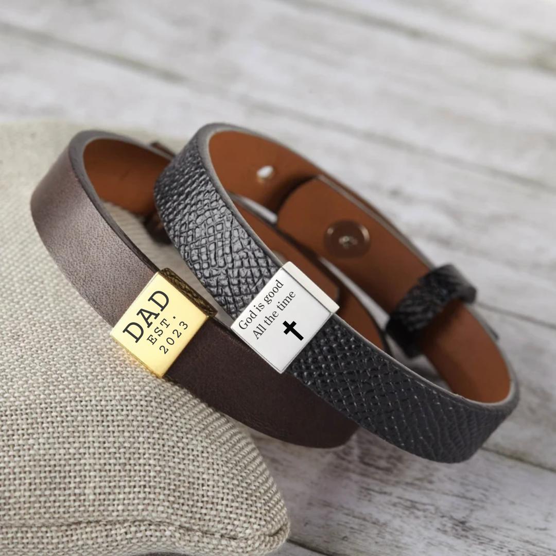 Minimaluxe Engravable Leather Bracelet-Personalised Bracelet-Auswara