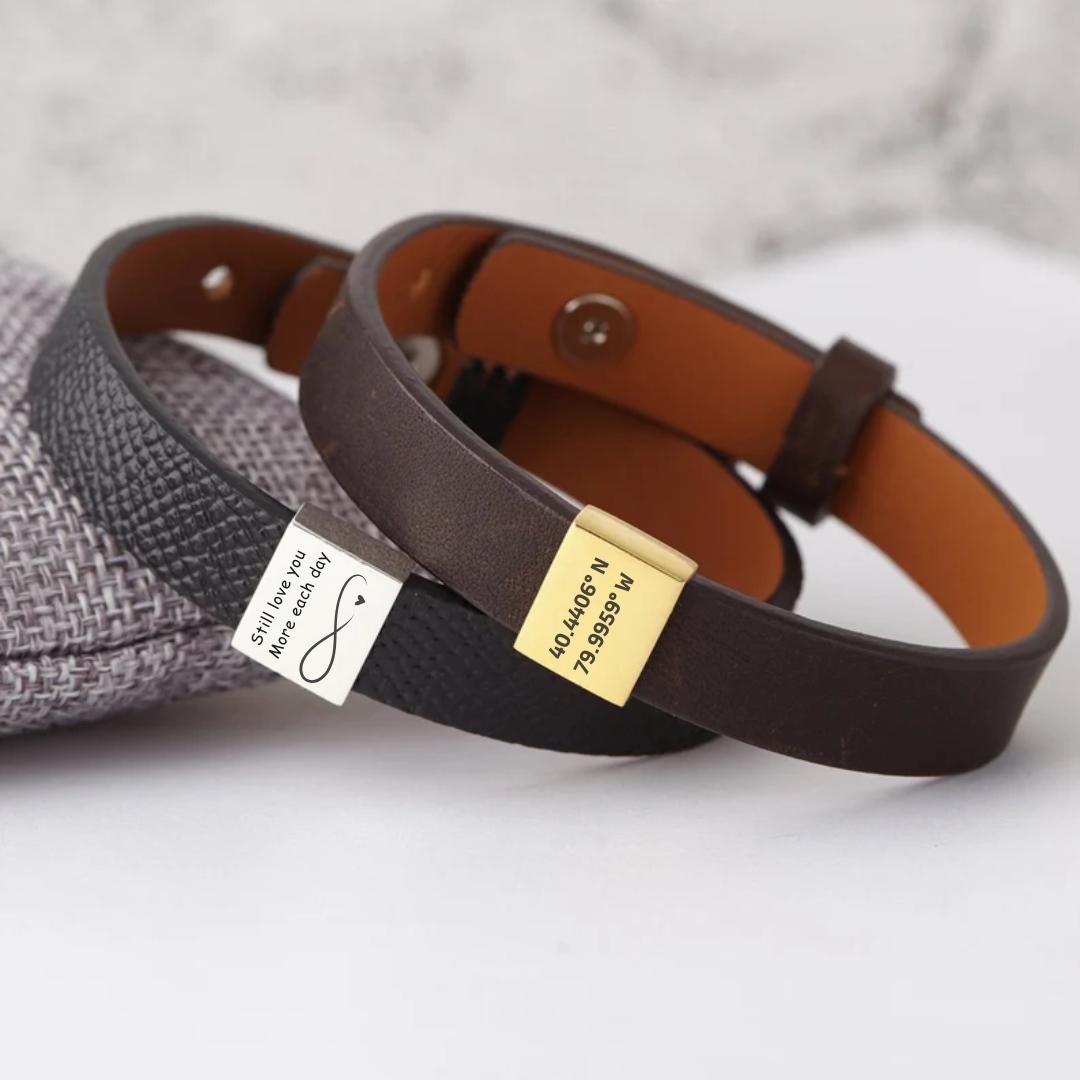 Minimaluxe Engravable Leather Bracelet-Personalised Bracelet-Auswara