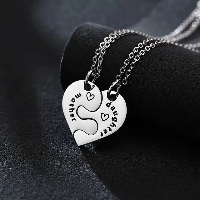 Mother Daughter Heart Necklace Set-Best Friend Necklace-Auswara