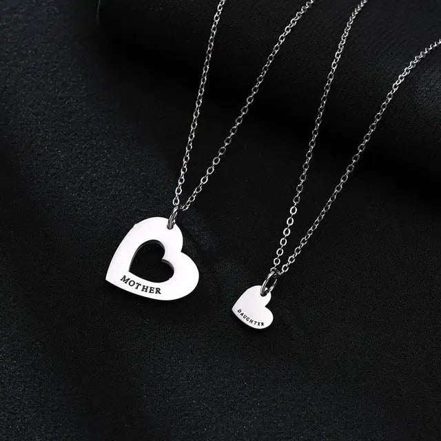 Mother Daughter Twin Hearts Necklaces-Best Friend Necklace-Auswara