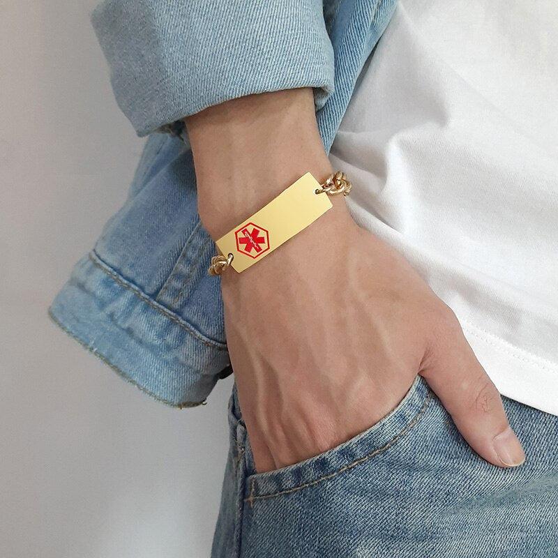 Multi Colour Medical Alert Chain Bracelet