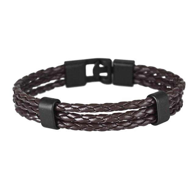 Multi Strand Brown Leather Bracelet-Leather Bracelet-Auswara