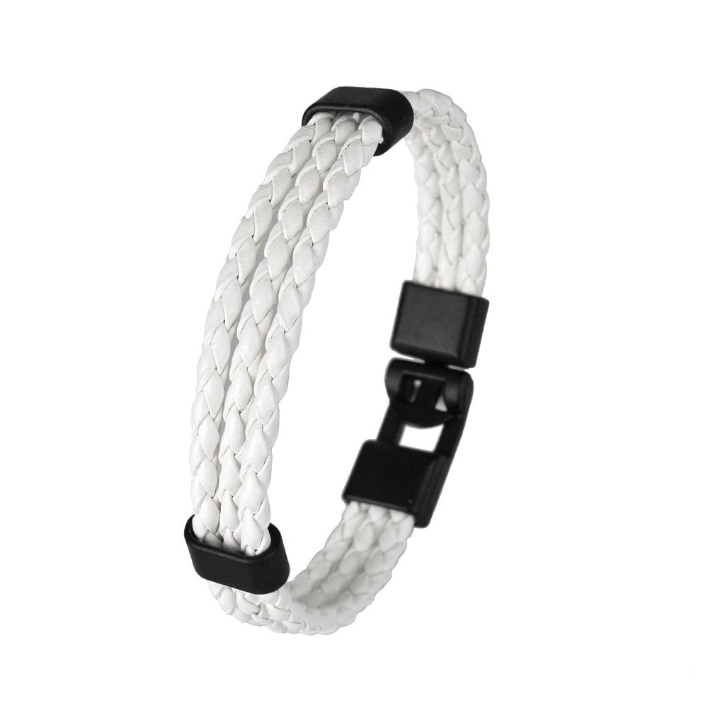 Multi Strand White Leather Bracelet-Leather Bracelet-Auswara