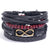Multicolour Infinity Leather & Bead Bracelet-Set Bracelet-Auswara