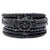 Multilayer Dark Leather & Beads Bracelet Set-Set Bracelet-Auswara