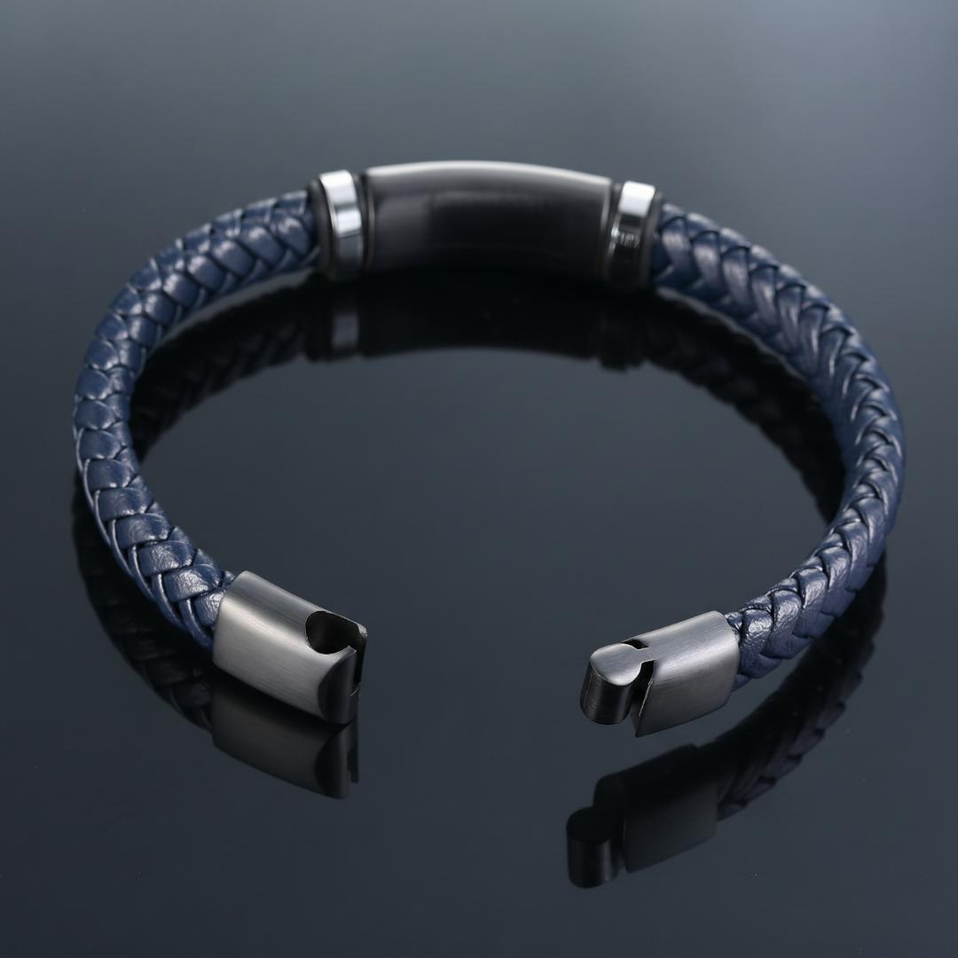 Navy Belle Personalised Women Leather Bracelet-Personalised Bracelet-Auswara