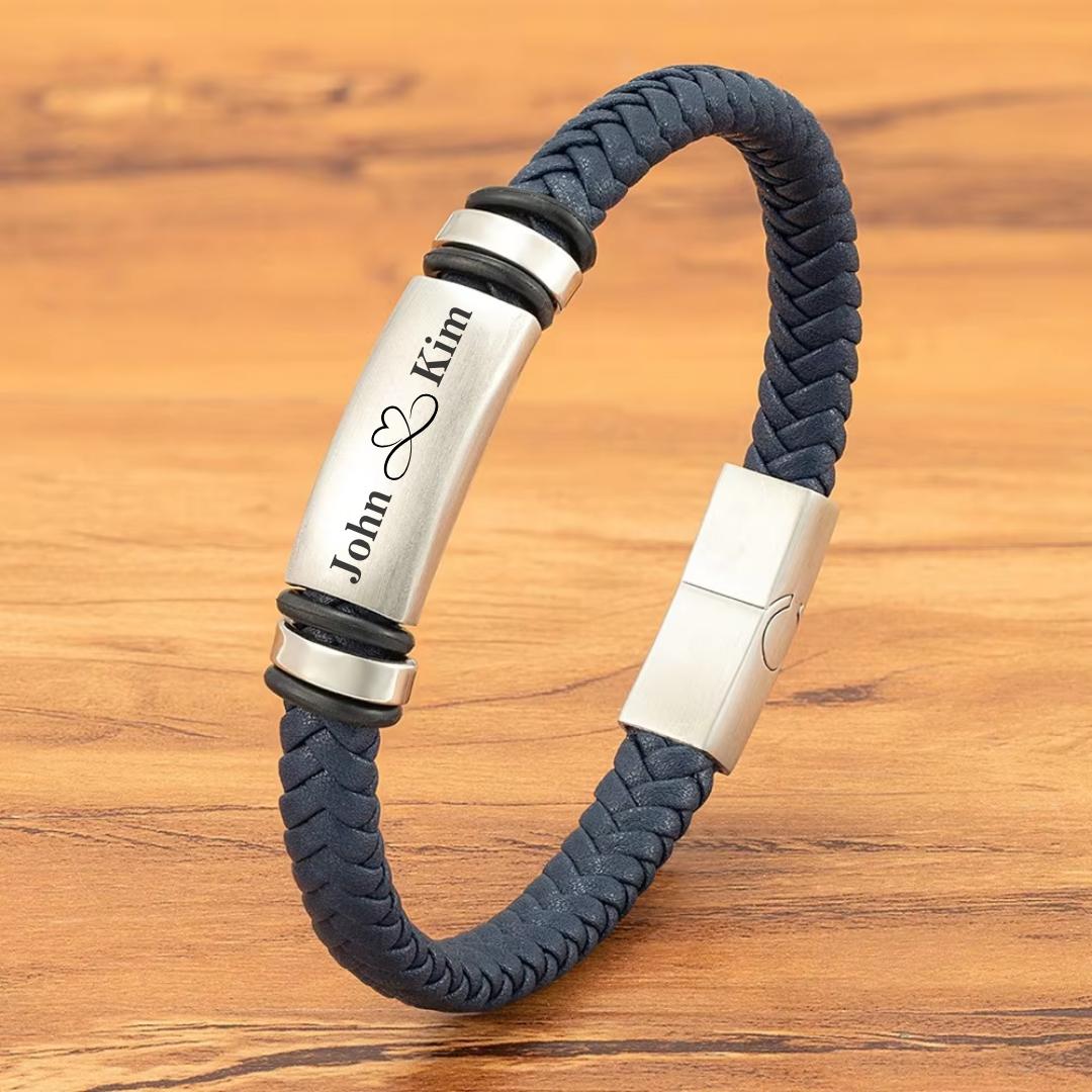 Navy Belle Personalised Women Leather Bracelet-Personalised Bracelet-Auswara