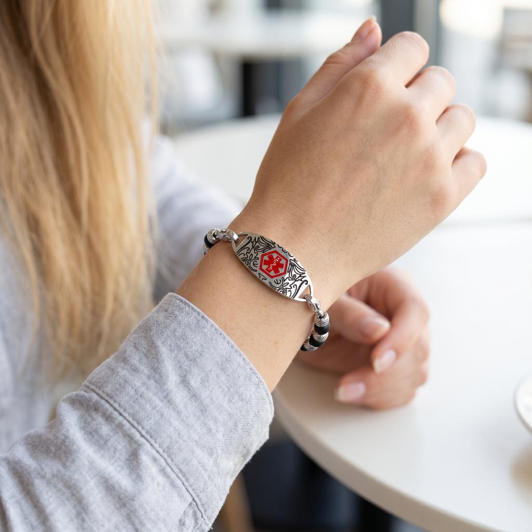 Noir Luxe Personalised Medical ID Bracelet-Medical ID Bracelet-Auswara