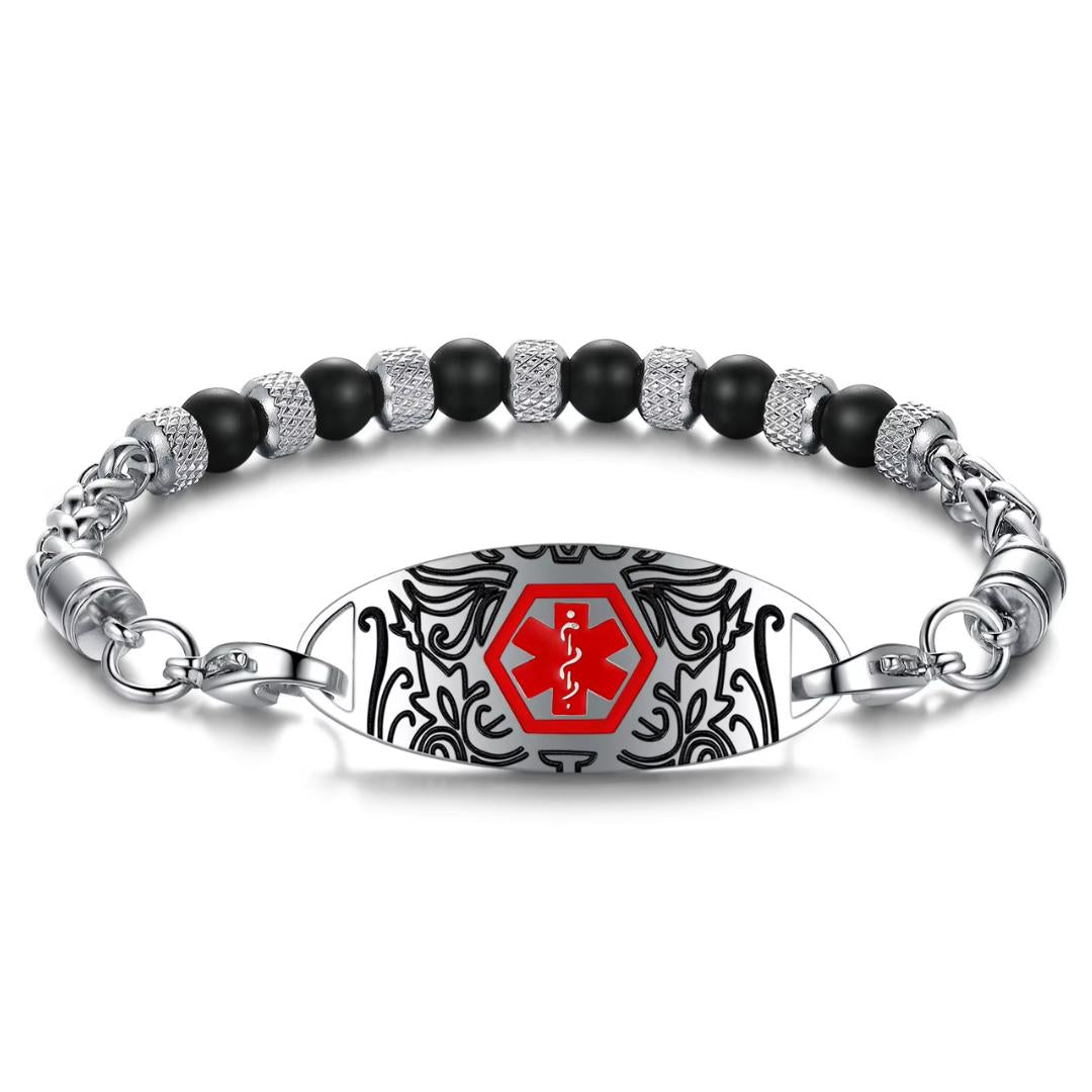 Noir Luxe Personalised Medical ID Bracelet-Medical ID Bracelet-Auswara