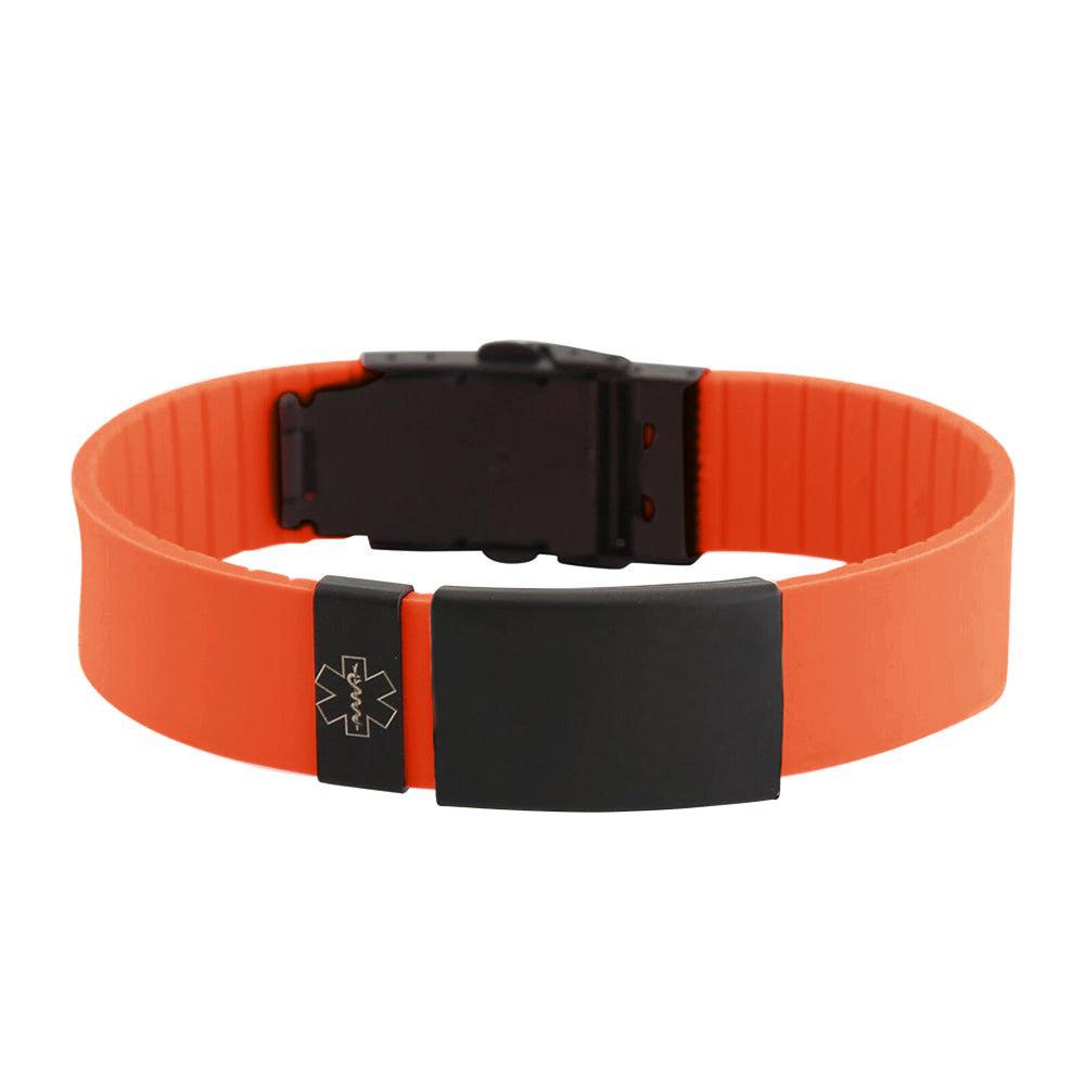 Nola Orange Silicone Sports Medical Alert Bracelet