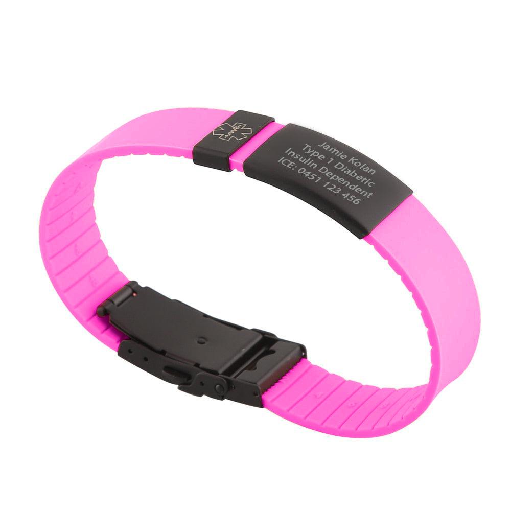 Nola Pink Silicone Sports Medical Alert Bracelet