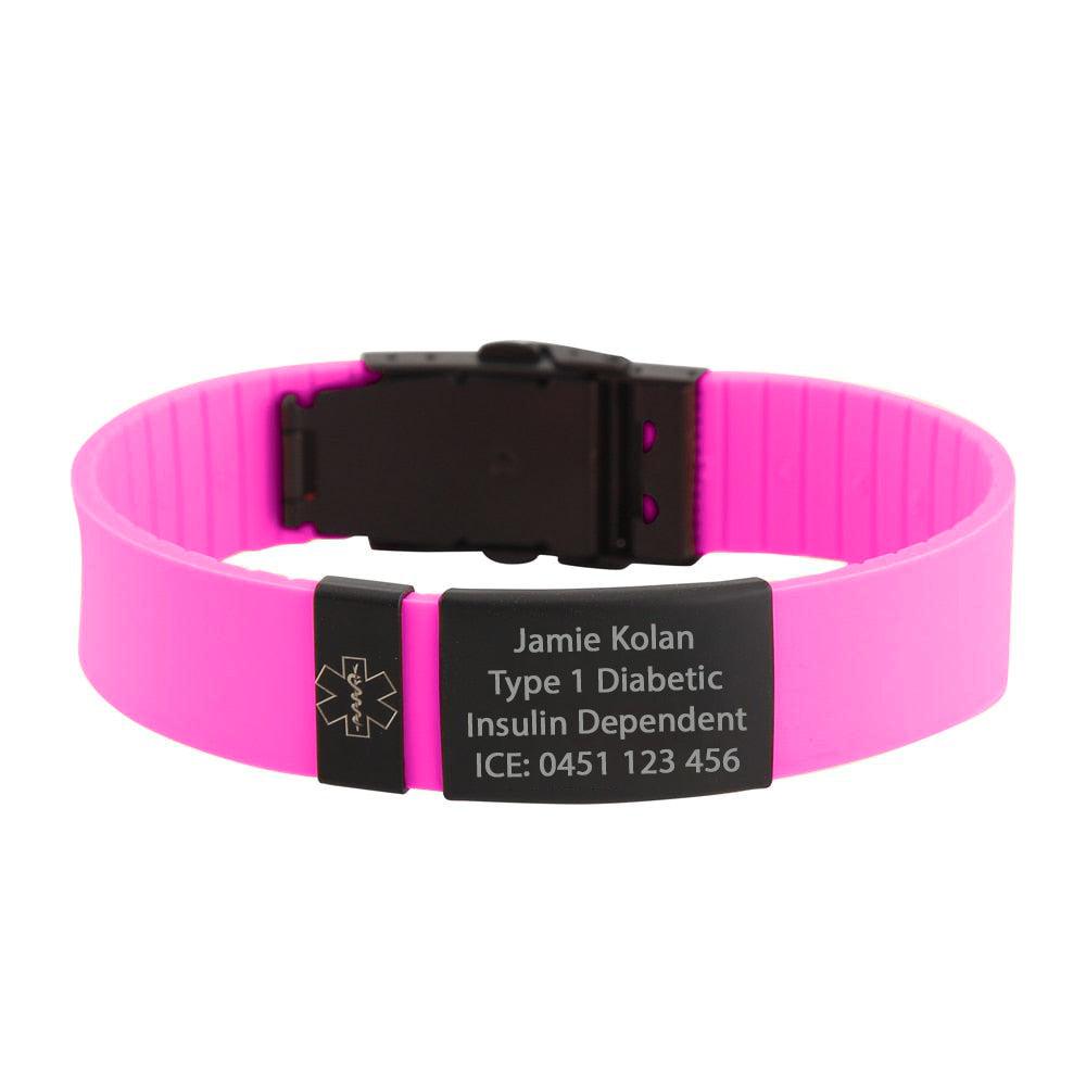 Nola Pink Silicone Sports Medical Alert Bracelet