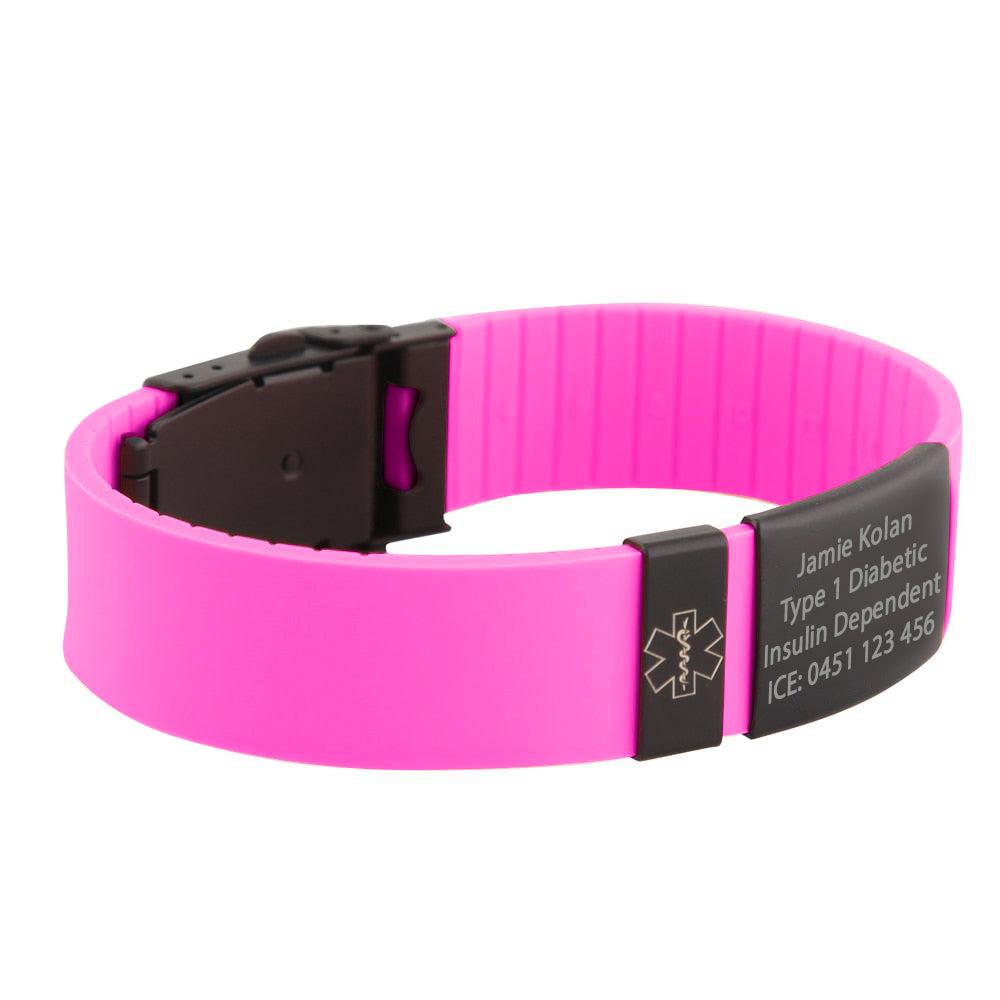 Nola Pink Silicone Sports Medical Alert Bracelet