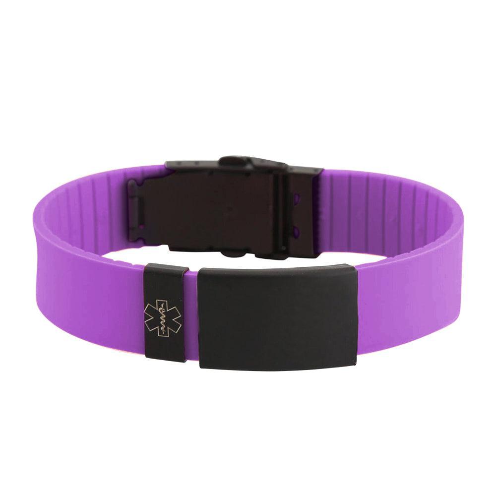 Nola Purple Silicone Sports Medical Alert Bracelet