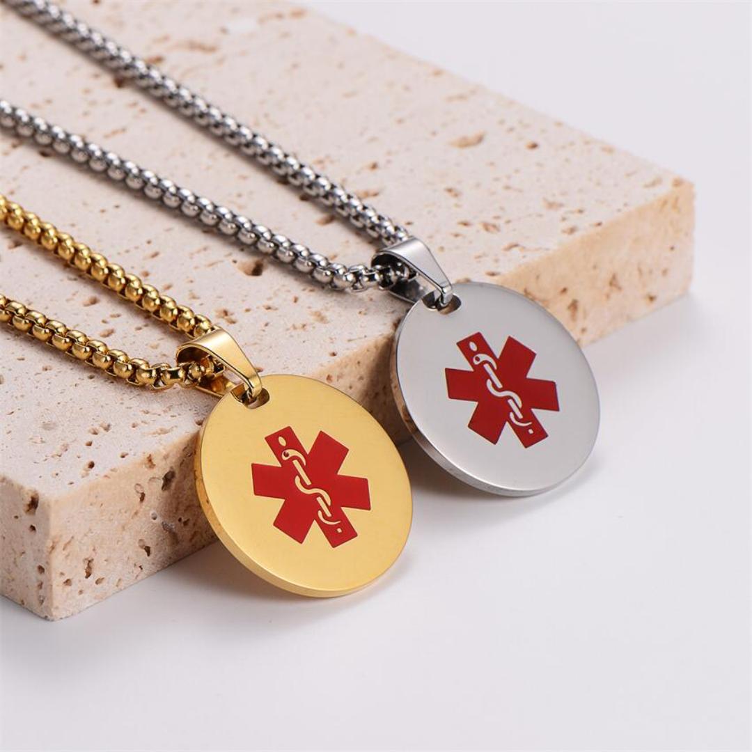 Nova Disc Personalised Medical ID Necklace-Medical Necklace-Auswara