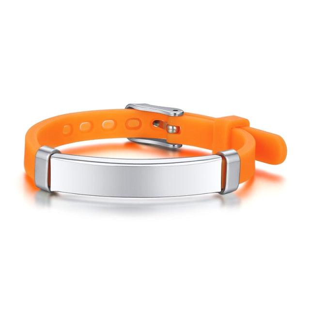 Orange Engravable Silicone ID Bracelet for Kids-Identification Bracelet-Auswara