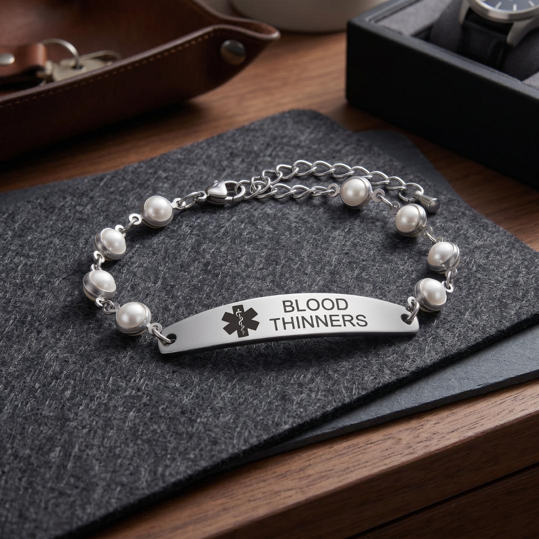 Pearl Grace Personalised Women Medical ID Bracelet-Medical ID Bracelet-Auswara