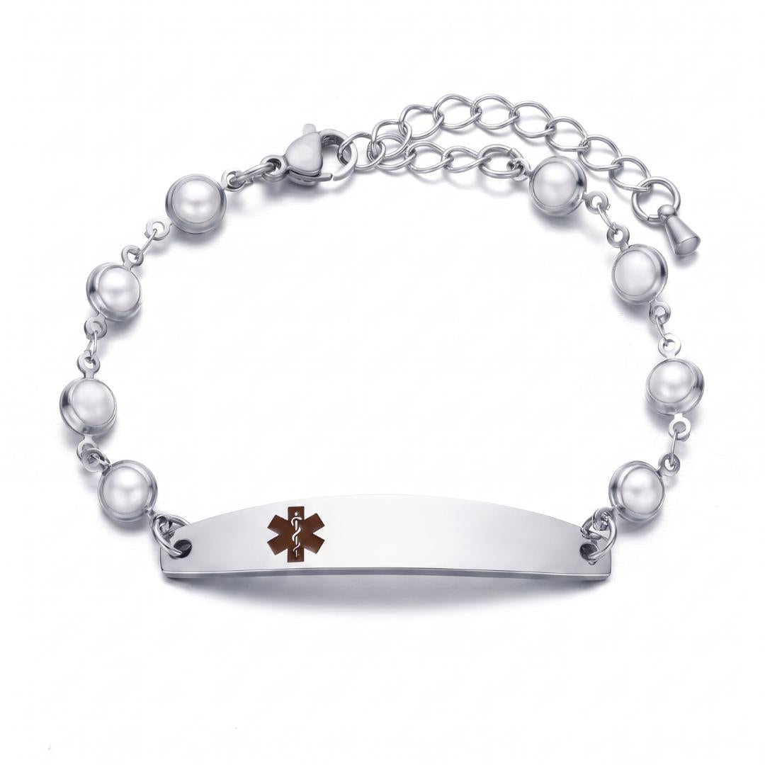 Pearl Grace Personalised Women Medical ID Bracelet-Medical ID Bracelet-Auswara