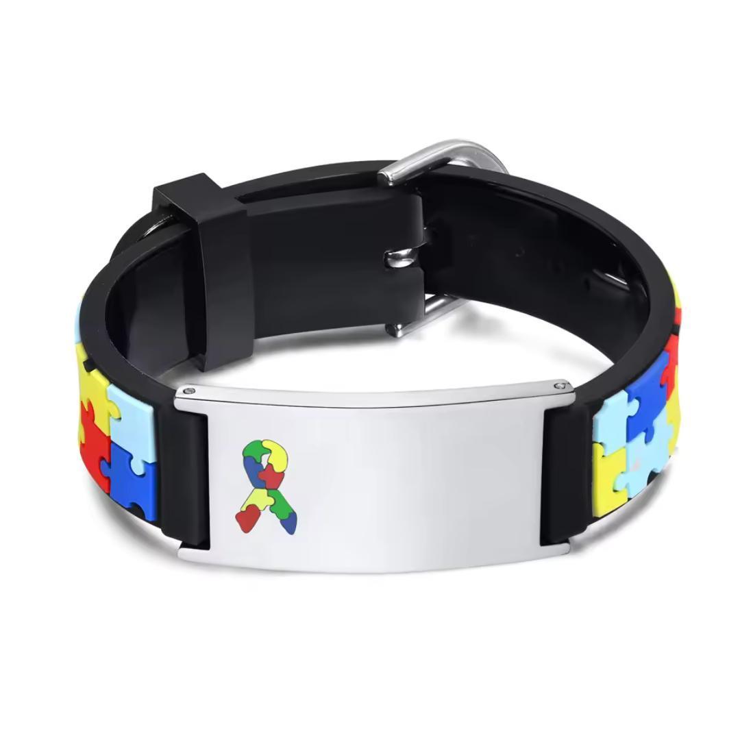Personalised Autism Puzzle Silicone Medical Kids Bracelet-Kids Medical Alert Bracelet-Auswara