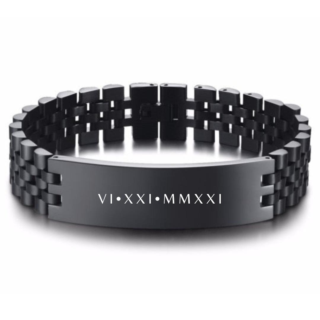Personalised Black Colour Link Bracelet (OLD TEMPLATE)-Personalised Bracelet-Auswara