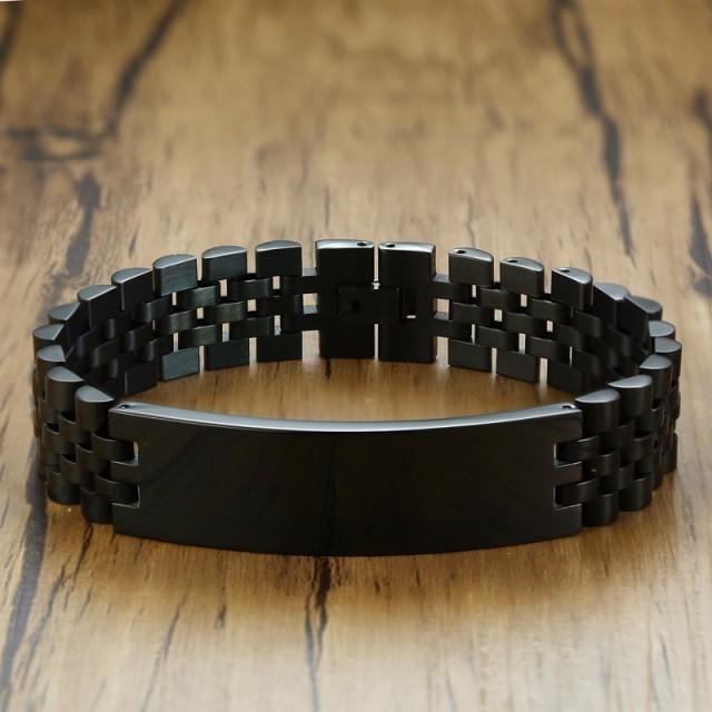 Personalised Black Colour Link Bracelet (OLD TEMPLATE)-Personalised Bracelet-Auswara