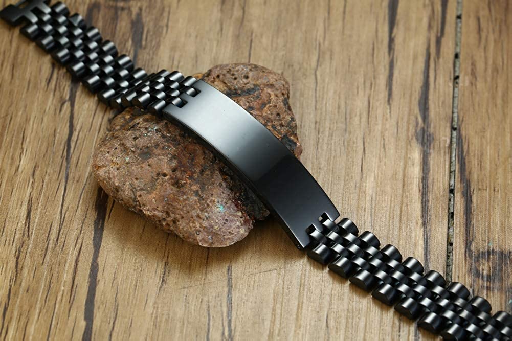 Personalised Black Colour Link Bracelet (OLD TEMPLATE)-Personalised Bracelet-Auswara