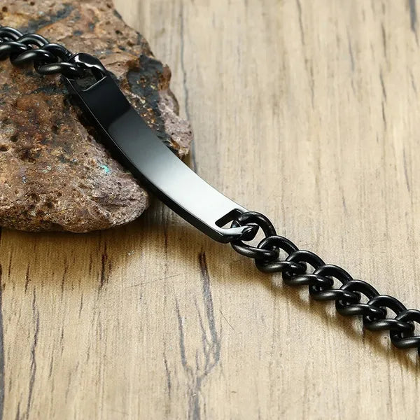 Personalised Black Colour Unisex Medical Alert ID Bracelet