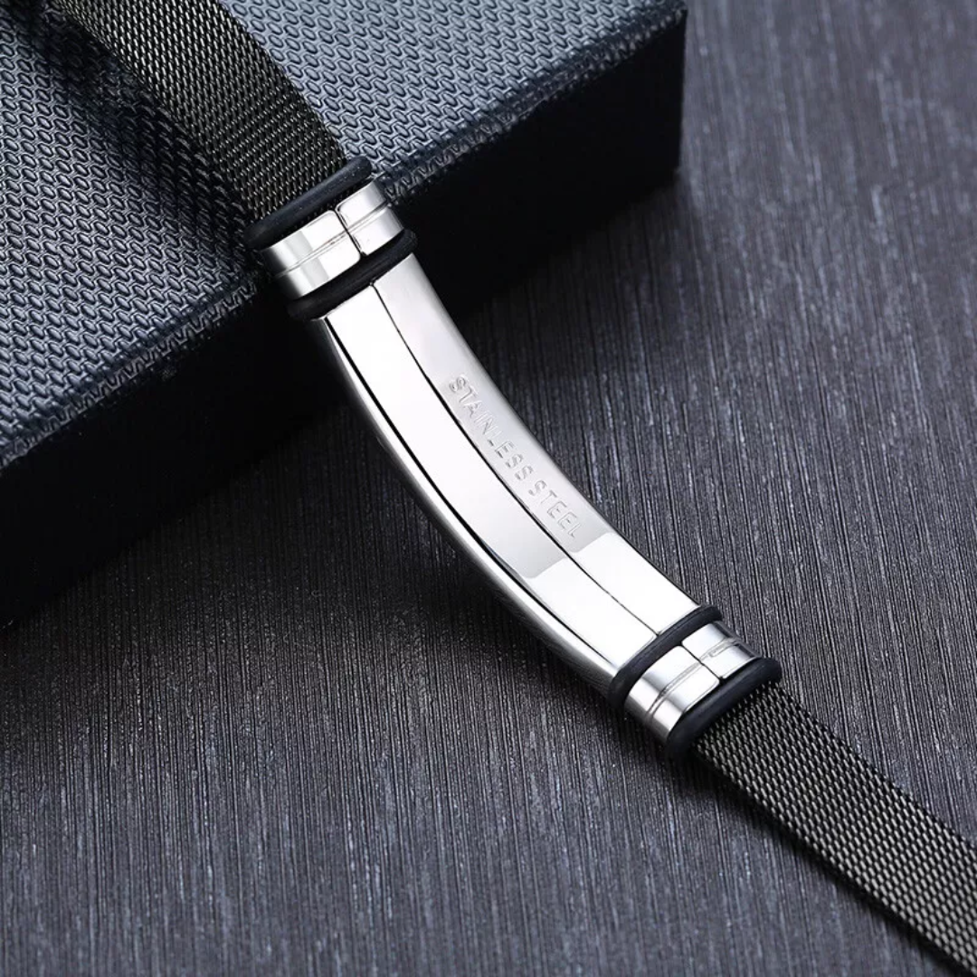 Personalised Black Medical Alert ID Mesh Bracelet