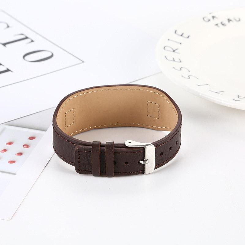 Personalised Brown Leather Bracelet For Men-Personalised Bracelet-Auswara