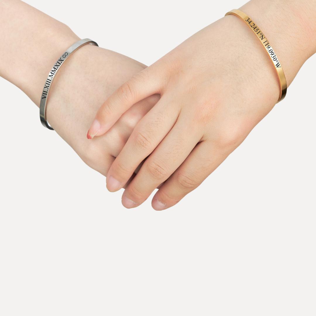 Personalised Custom Cuff Gift Set-Couple Bracelet-Auswara
