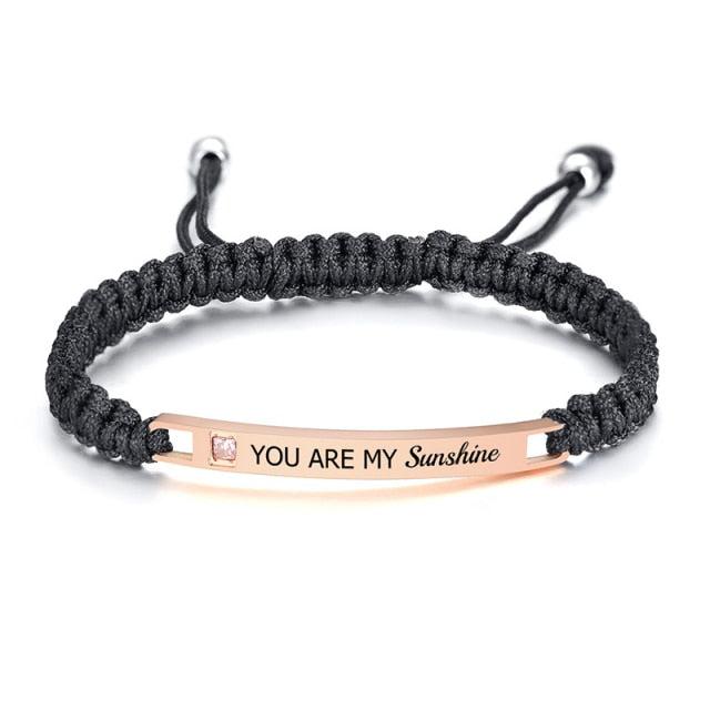 Personalised Couples Bar Bracelets with Cubic Zirconia-Couple Bracelet-Auswara