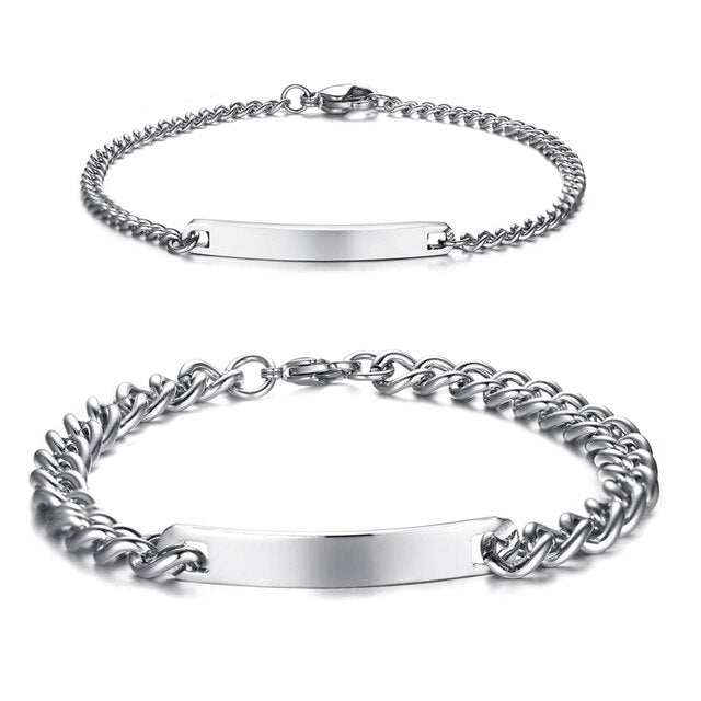 Personalised Couples Link Chain Bracelets-Couple Bracelet-Auswara
