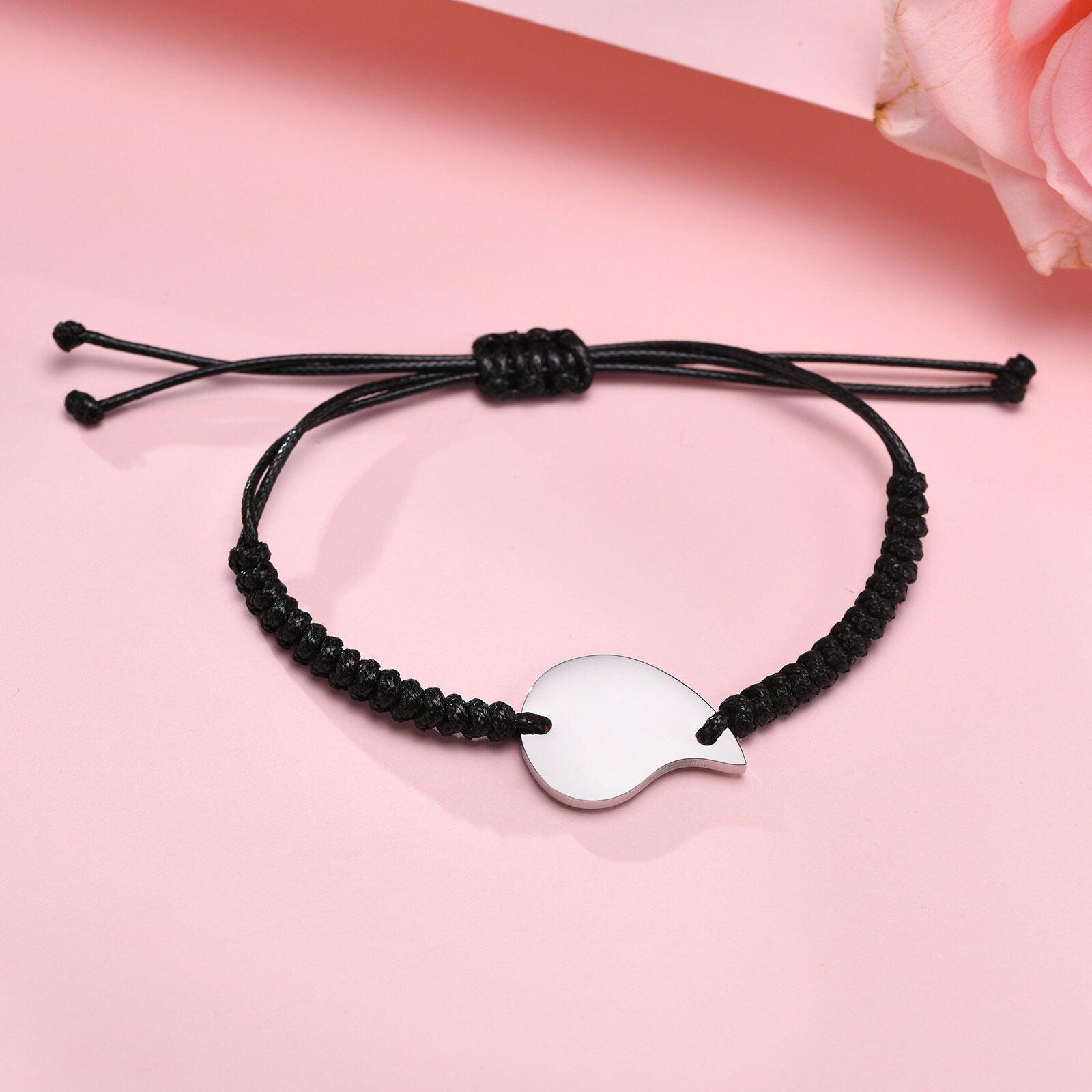 Personalised Couples Puzzle Heart Rope Bracelets-Couple Bracelet-Auswara