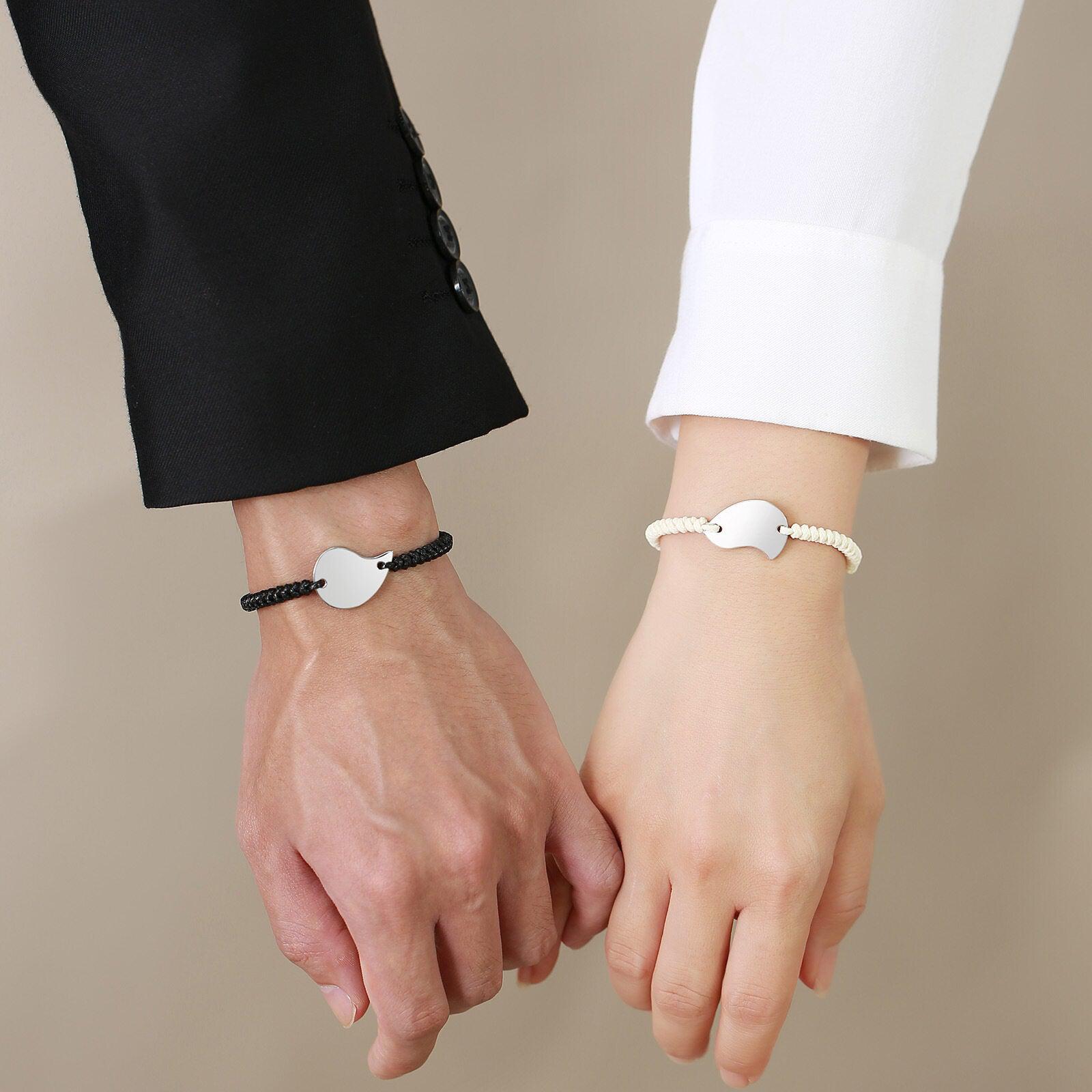 Personalised Couples Puzzle Heart Rope Bracelets-Couple Bracelet-Auswara