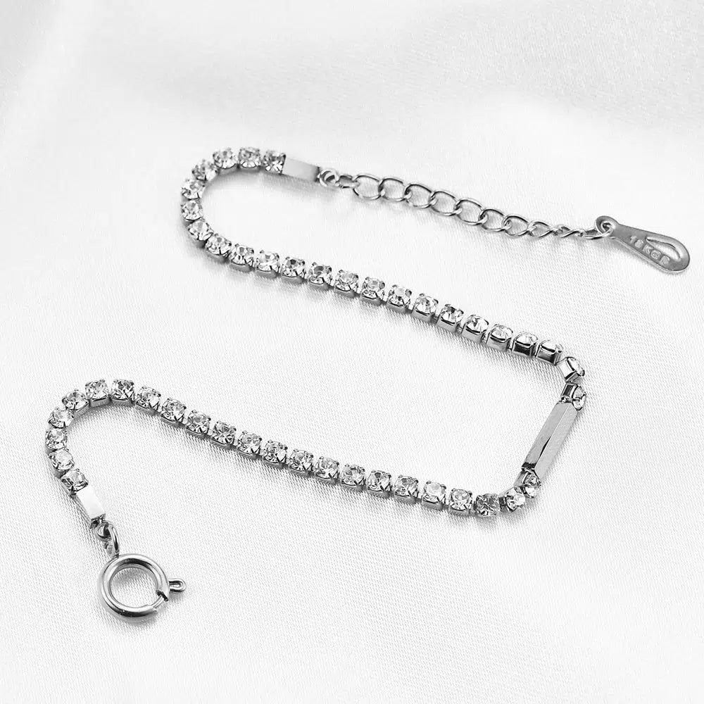 Personalised Cubic Zirconia Skinny Bar Bracelet-Women Bracelets-Auswara