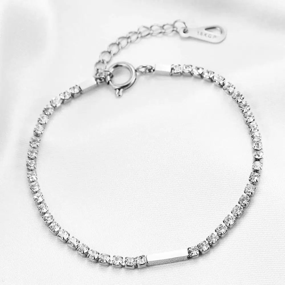 Personalised Cubic Zirconia Skinny Bar Bracelet-Women Bracelets-Auswara